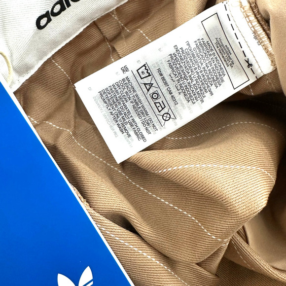 Adidas Women's Warm Sandstone Off White Pinstripe Twill Loose Pants Size 16 - Picture 8 of 11